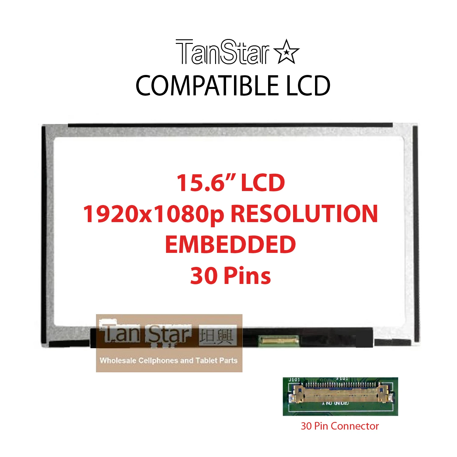 15.6" Laptop LCD Screen 1920x1080p 30 Pins Embedded [TSTPC15.6-09]