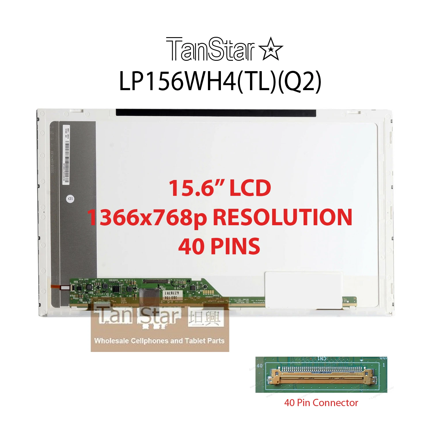 15.6" Laptop LCD Screen 1366x768p 40 Pins Screw in Side LP156WH4(TL)(Q2)