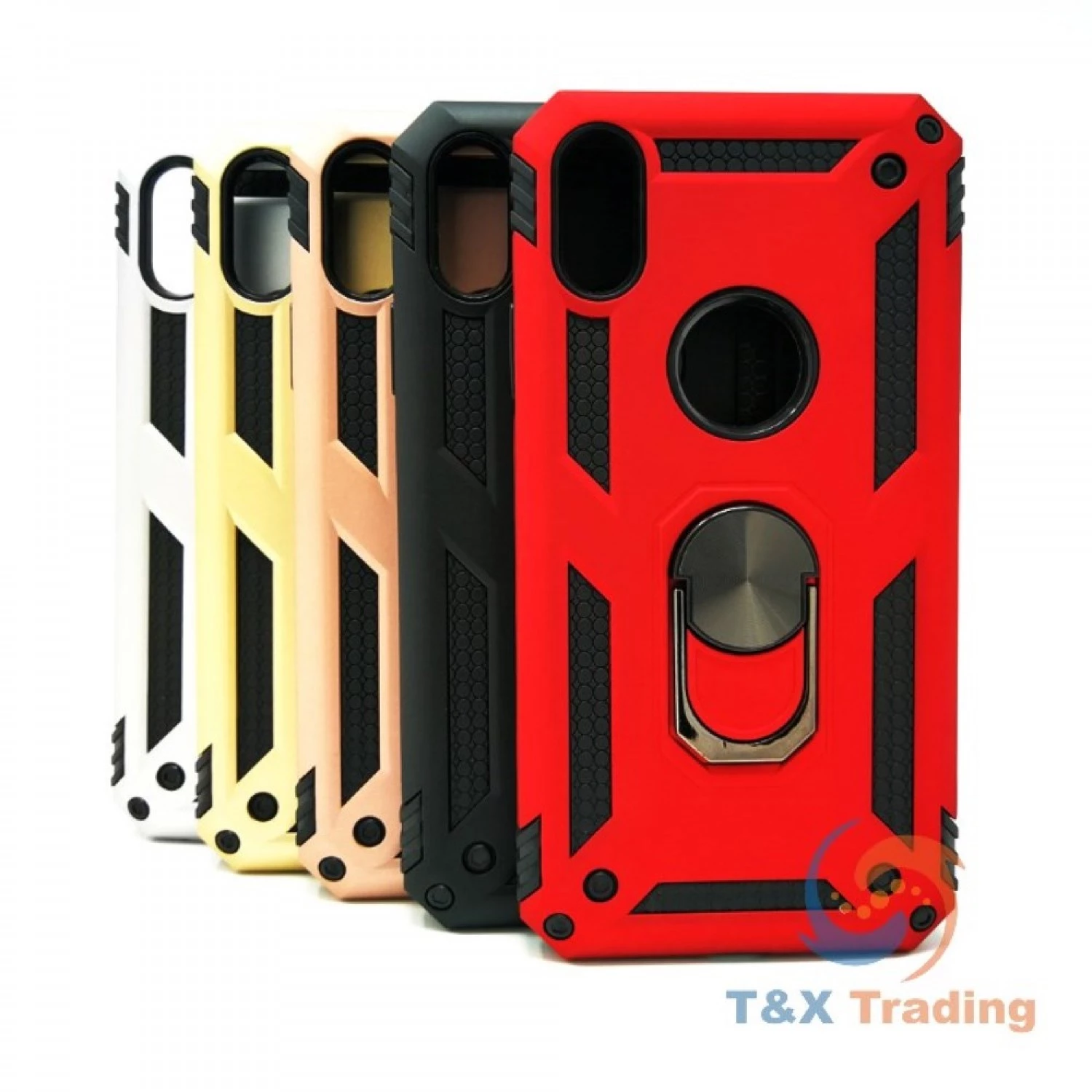 Apple iPhone XS Max - Transformer Magnet Enabled Case with Ring Kickstand