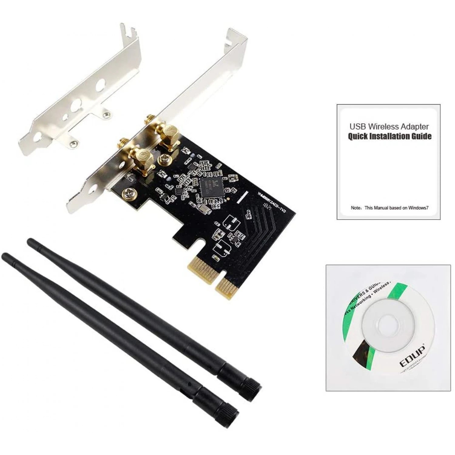 EDUP WiFi Card AC1200Mbps 2.4GHz/5GHz Dual Band PCI Express (PCIe) Wireless Adapter Network Card with 2×6dBi External Antenna for Desktop