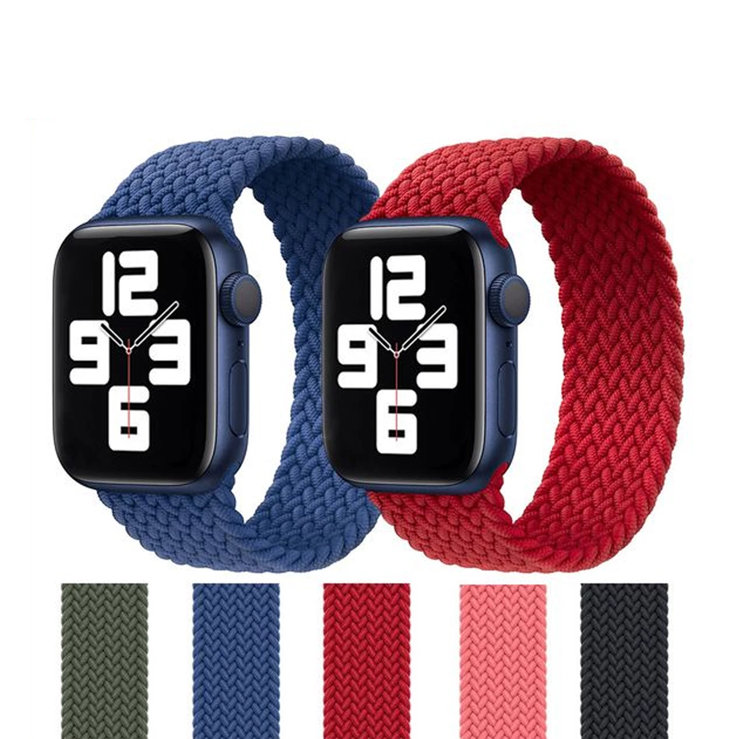 Apple iWatch 42mm / 44mm / 45mm / 49mm / 46mm ( Series 10 ) - Braided Elastic Watch Band Strap (Mix Colors)