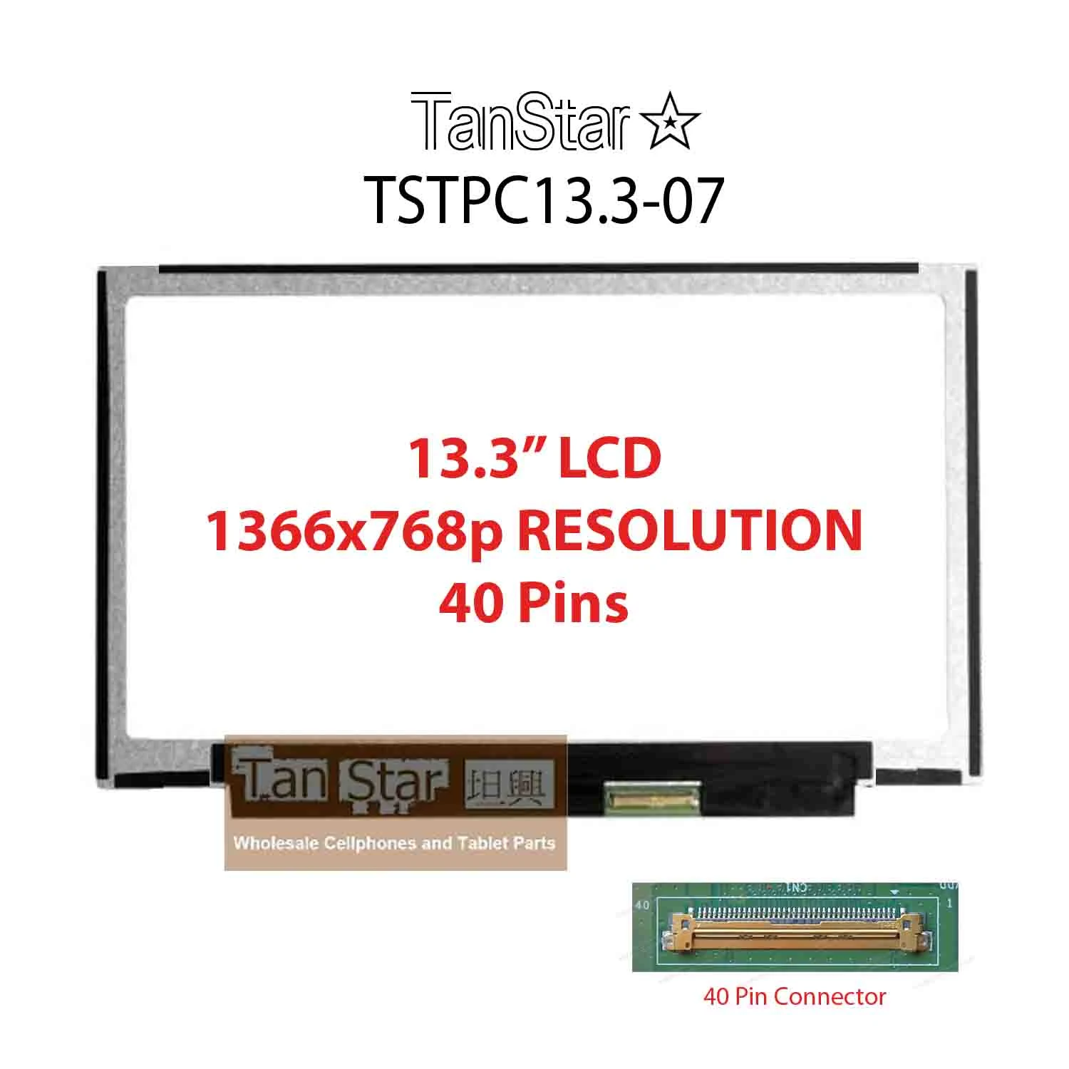 13.3" Laptop LCD Screen 1366x768p 40 Pin [TSTPC13.3-07]