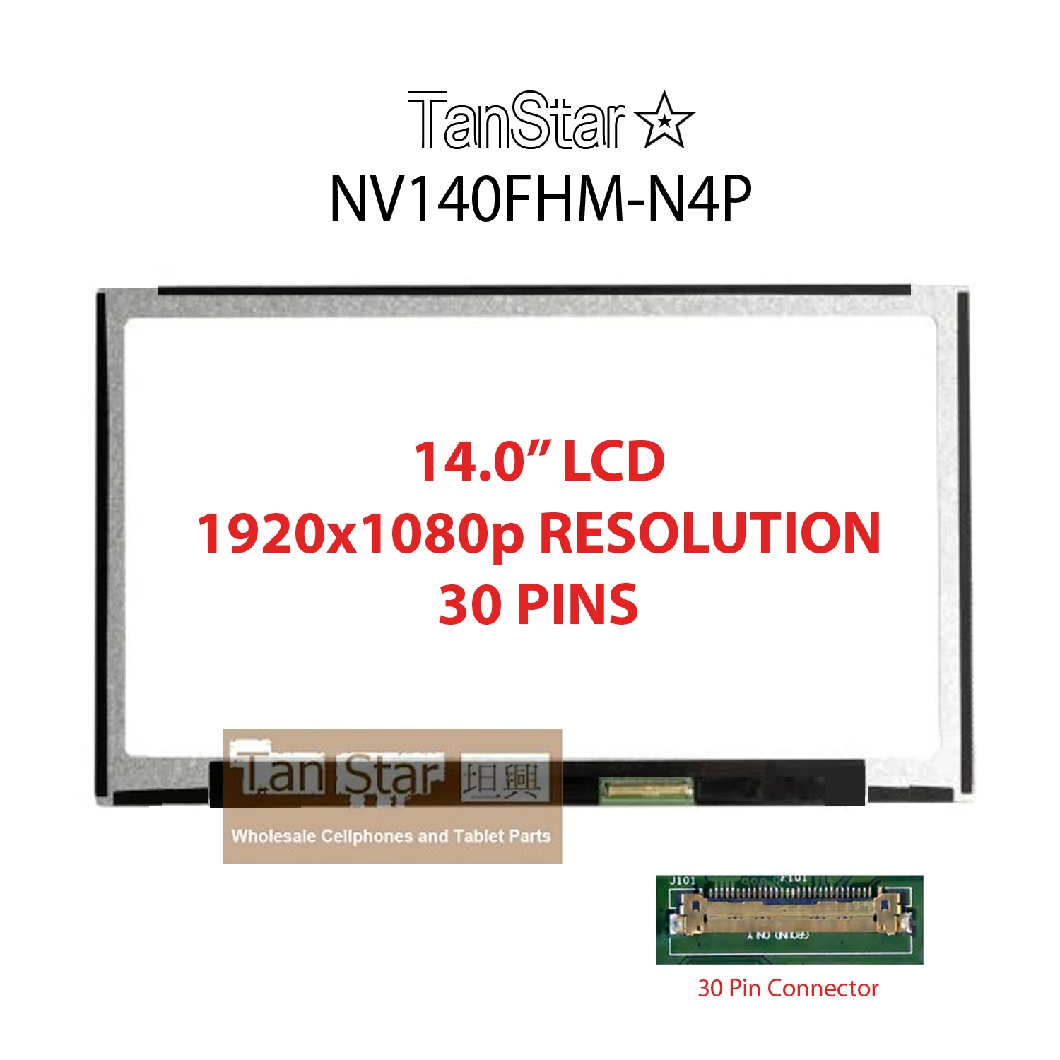 14.0" Laptop LCD Screen 1920x1080p 30 Pins NV140FHM-N4P