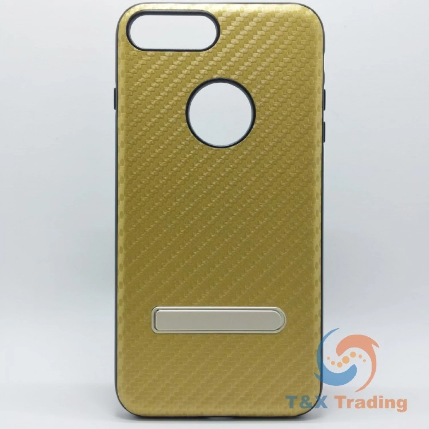 Apple iPhone 7 Plus / 8 Plus - Gold Carbon Fiber Case with Kickstand