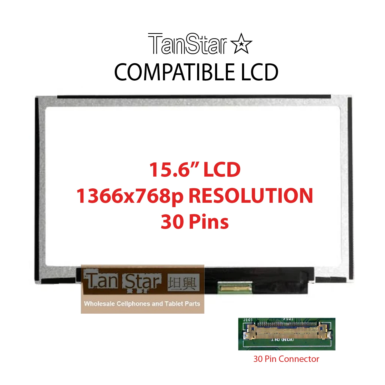 15.6" Laptop LCD Screen 1366x768p 30 Pins [TSTPC15.6-01]