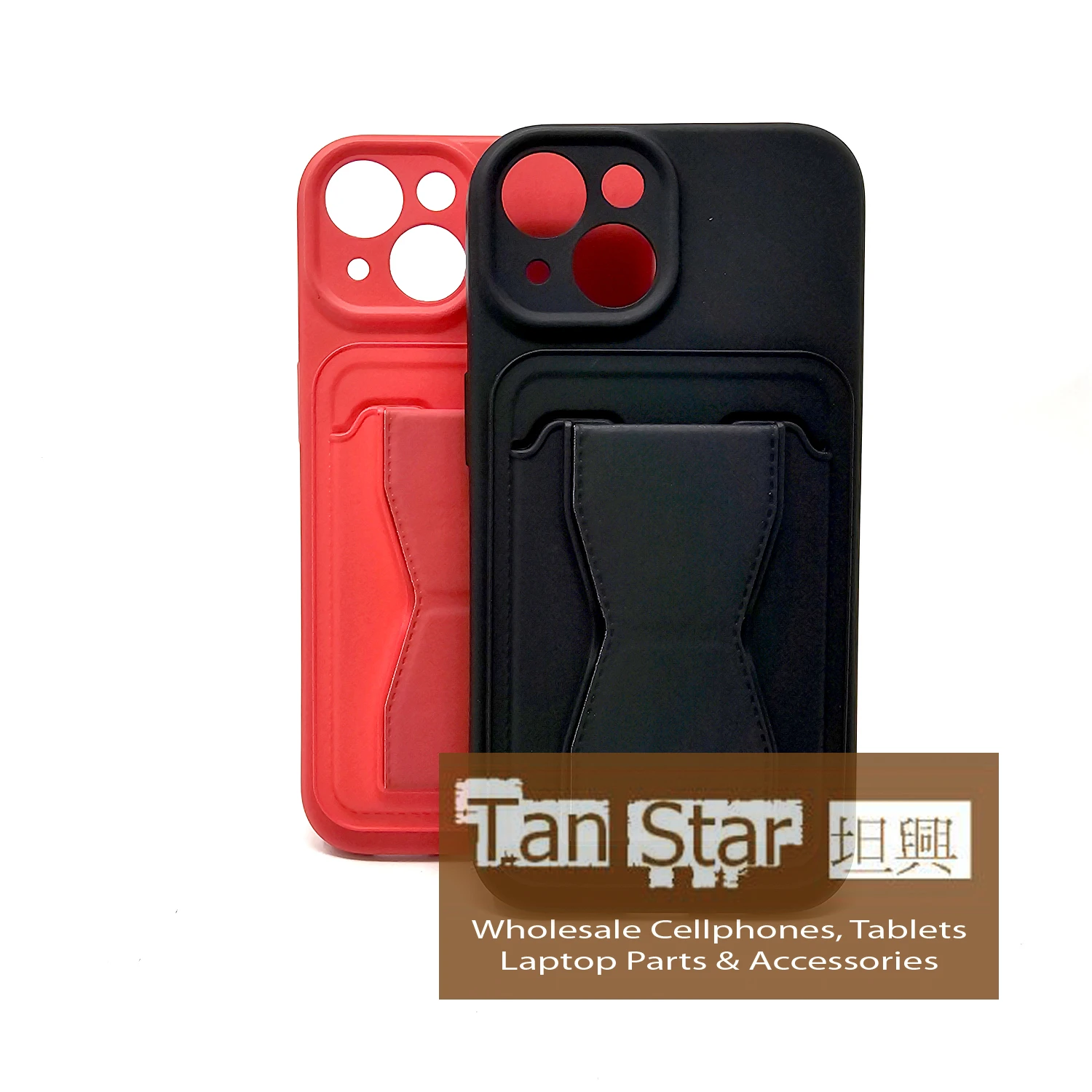 Apple iPhone 15 Plus - Standing Card Secure Wallet Card Holder with Passthrough Kickstand