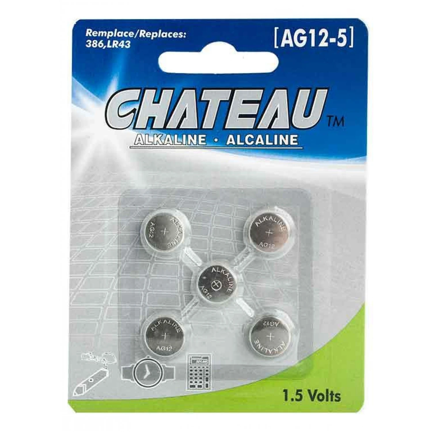 Battery alkaline 1.5 Volts AG12 386 LR43