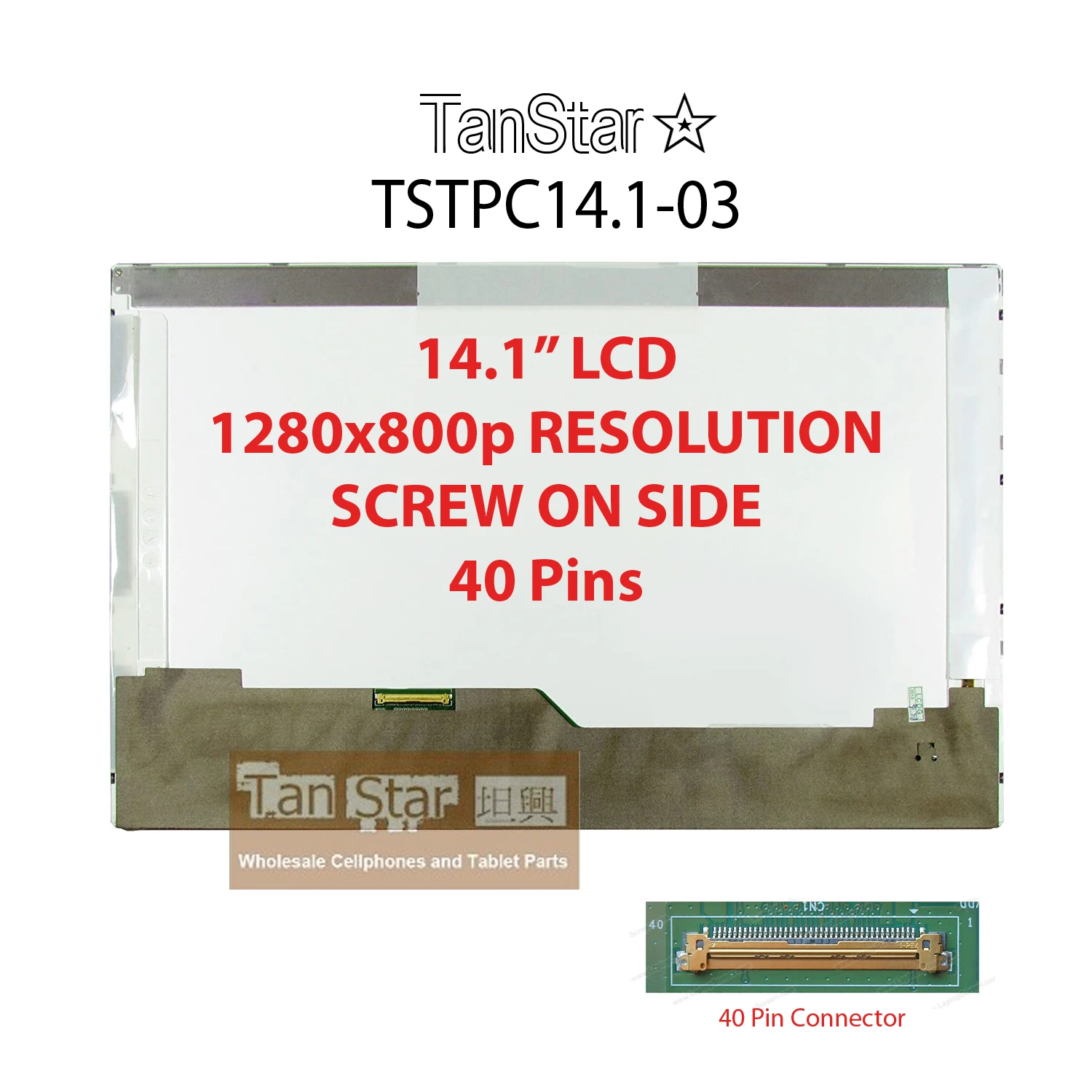 14.1" Laptop LCD Screen 1280x800p 30 Pins Screw on Side [TSTPC14.1-03]