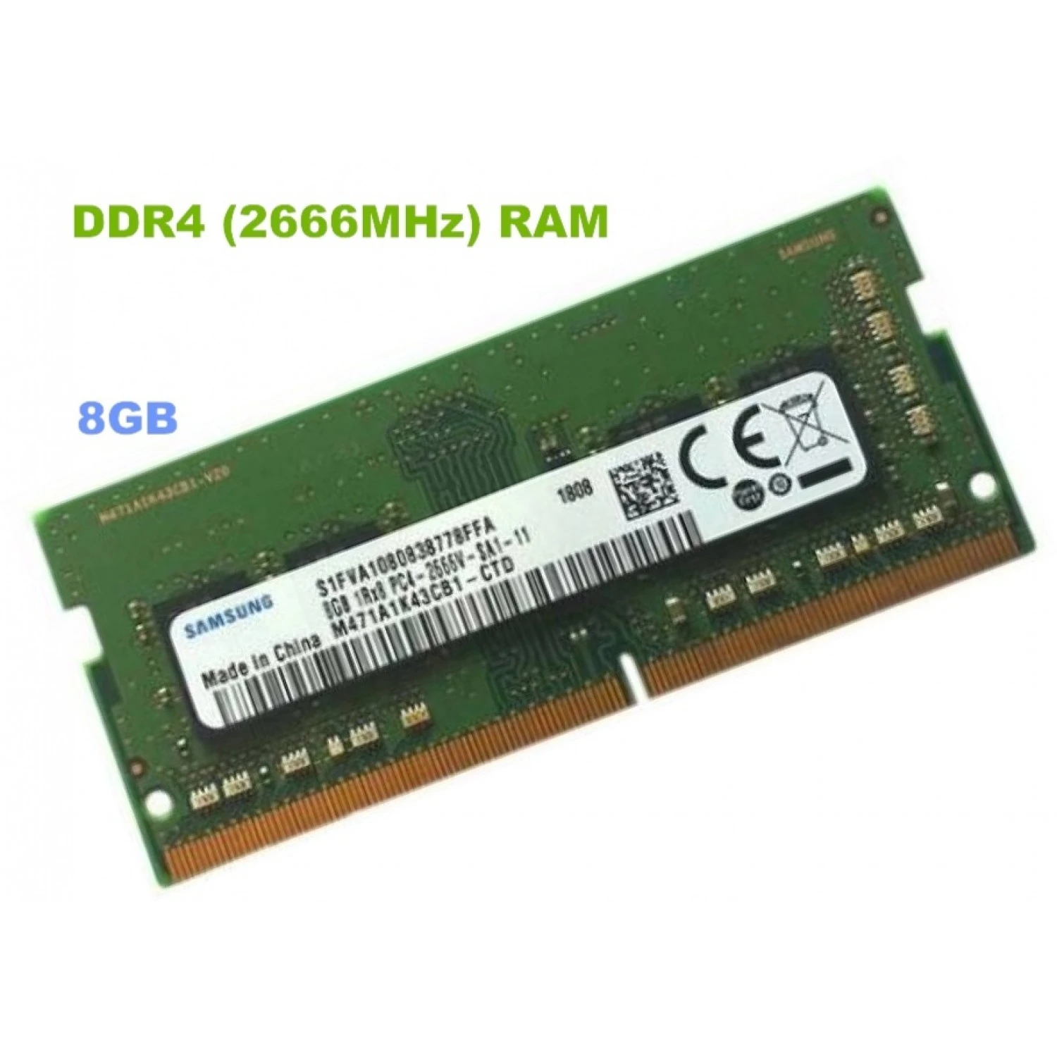 8GB Memory DDR4 RAM ( Pulled, Major Brand)