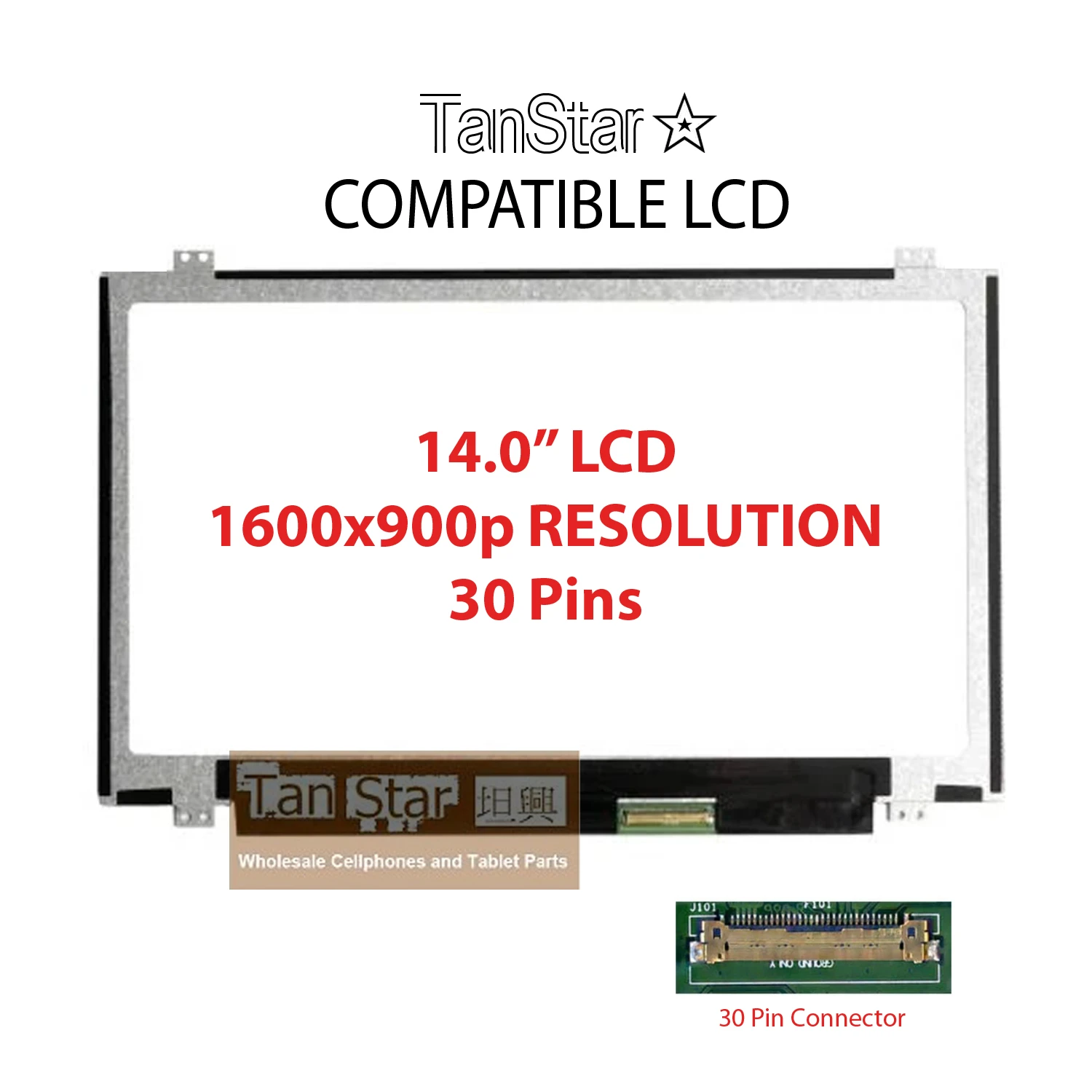 14.0" Laptop LCD Screen 1920x1080p 30 Pins with Brackets [TSTPC14.0-01]