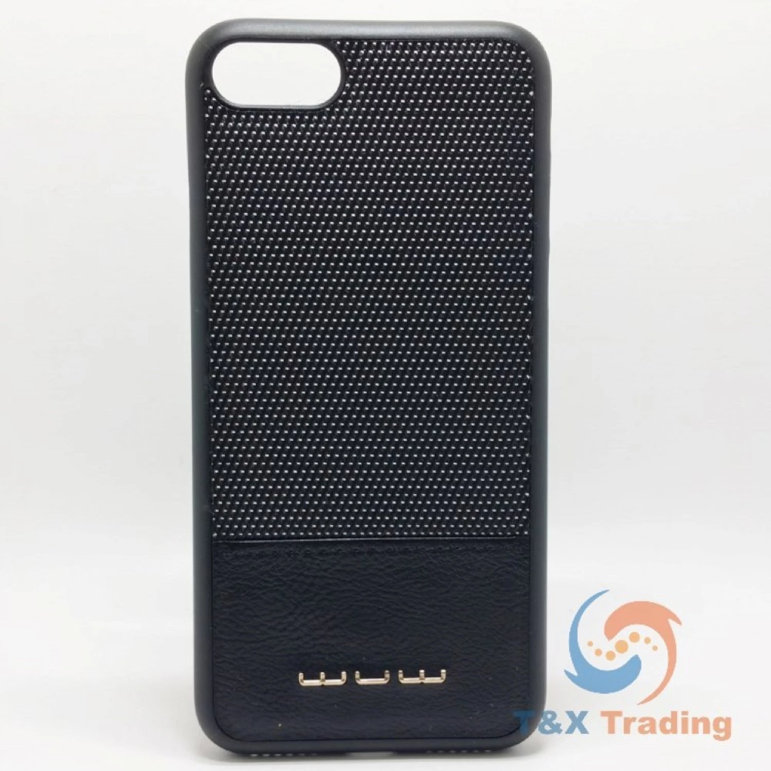 Apple iPhone 7 / 8 - WUW Black Cloth Texture Leather Coated Hard Case