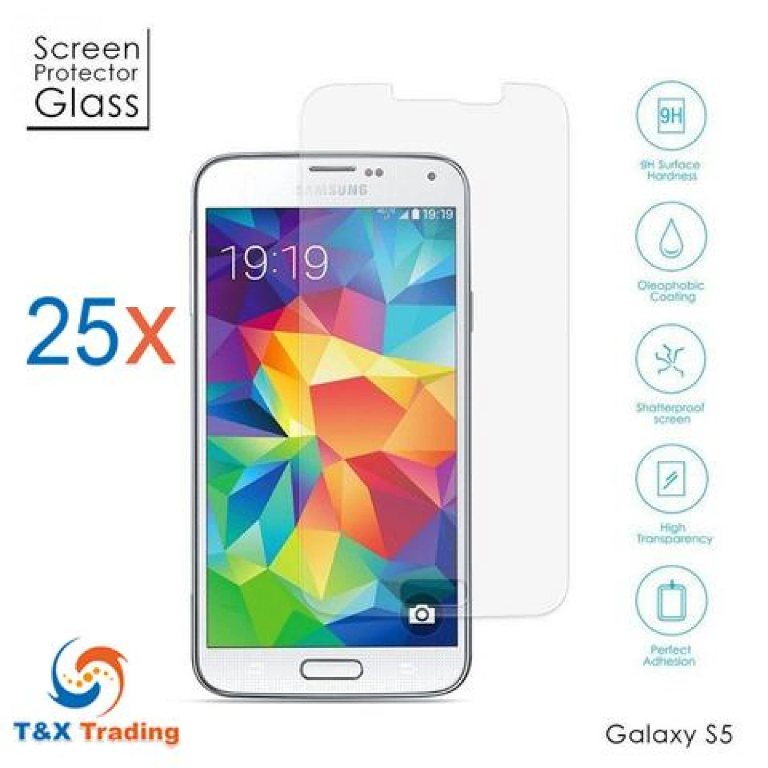Samsung Galaxy S5 Bulk (25Pcs) Tempered Glass Screen Protector