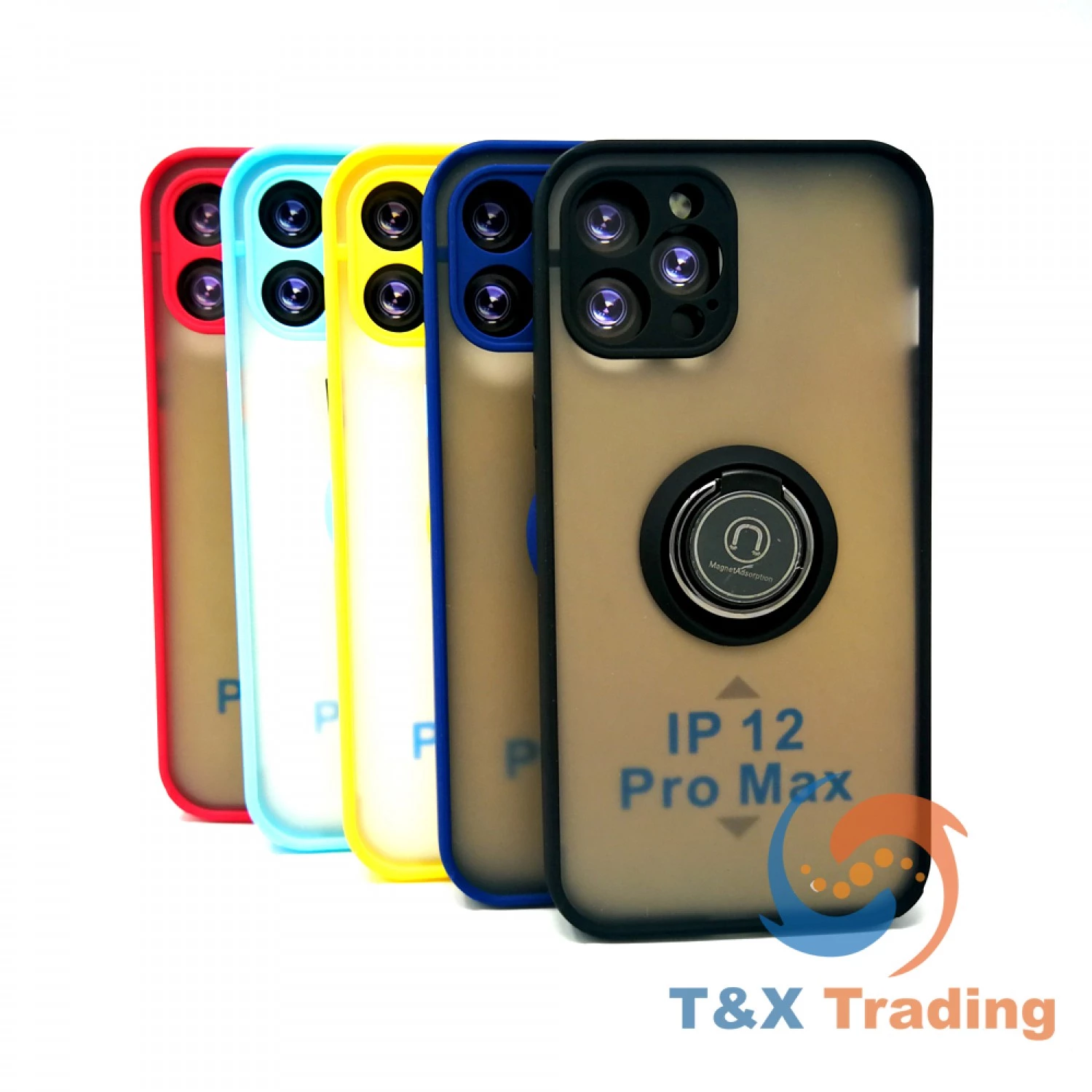 Apple iPhone 11 Pro Max - Frosted Bumper Magnet Enabled Case with Ring Kickstand