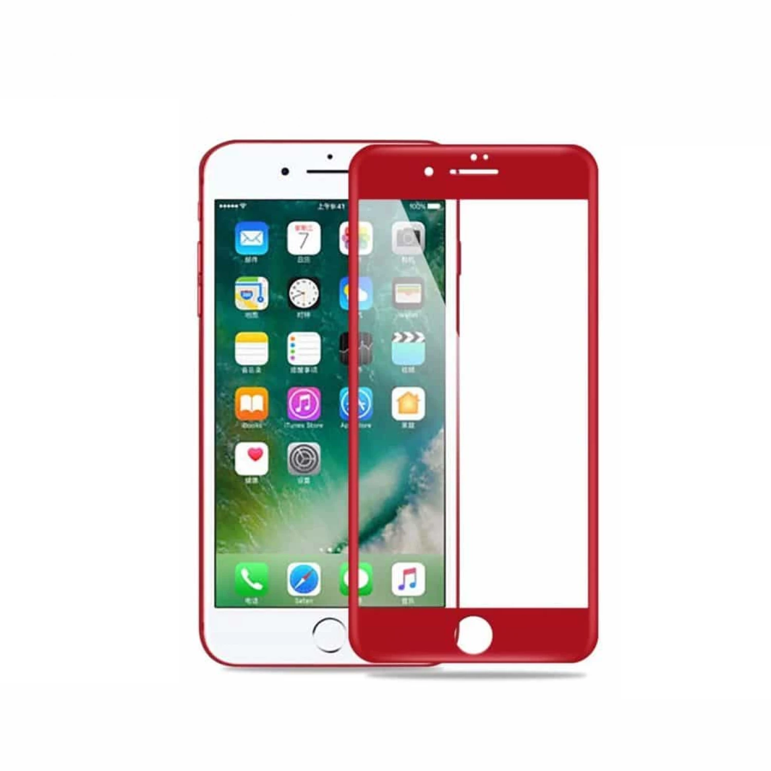 Apple iPhone 7 Plus / 8 Plus - Product Red Full Cover Tempered Glass Screen Protector