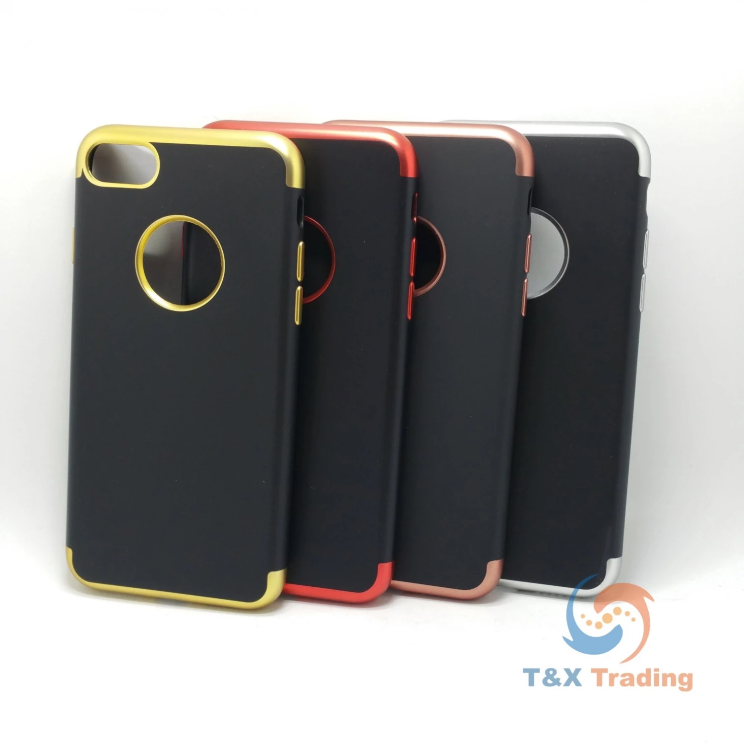 Apple iPhone 7 Plus / 8 Plus - Black Silicone Phone Case with Chrome Edge