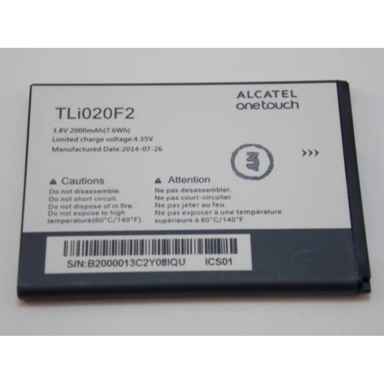 replacement battery TLi020F2 Alcatel 7040 C7 7040T A564C 6036