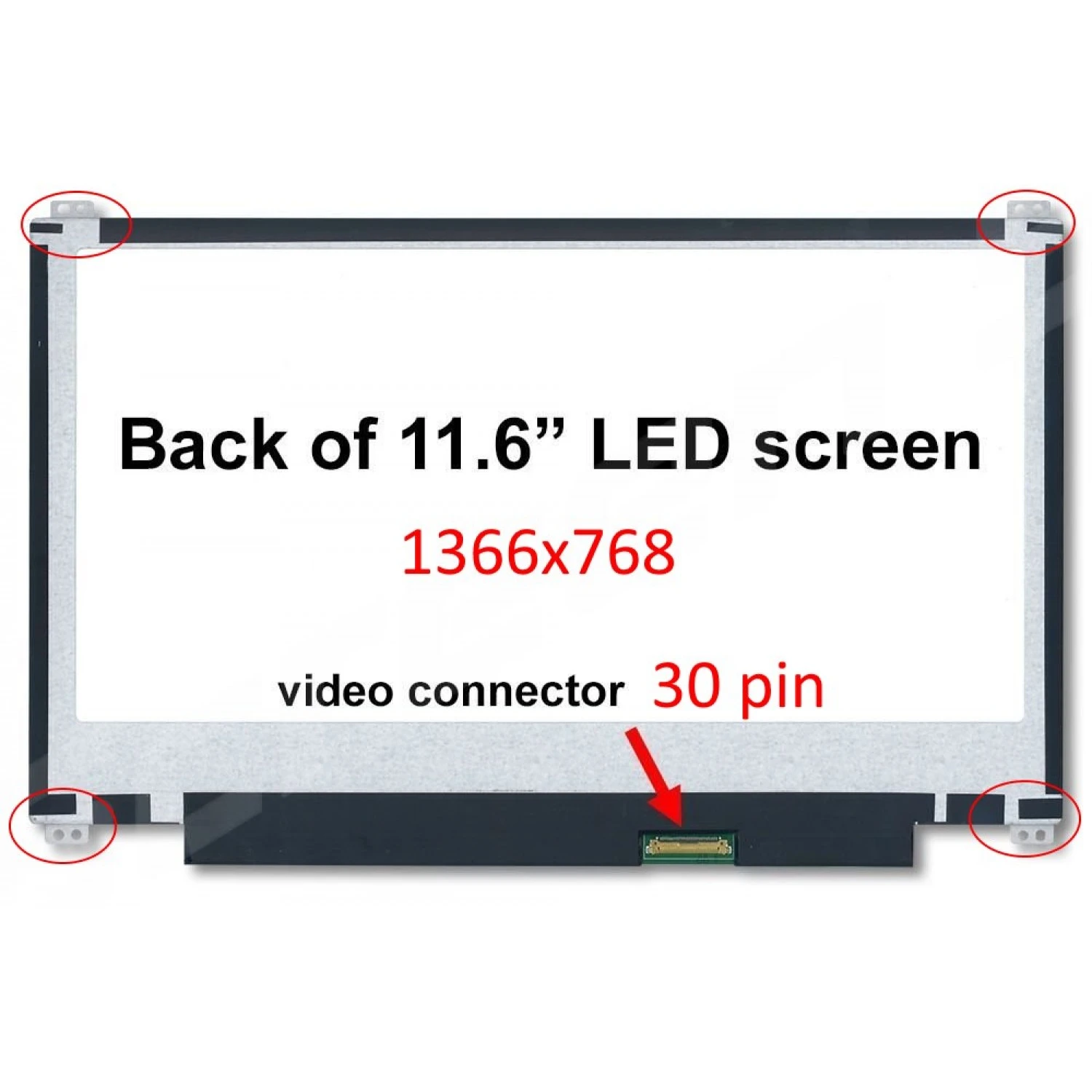 11.6" Laptop LCD Screen 1366x768p 30 Pins with Brackets B116XTN02.3