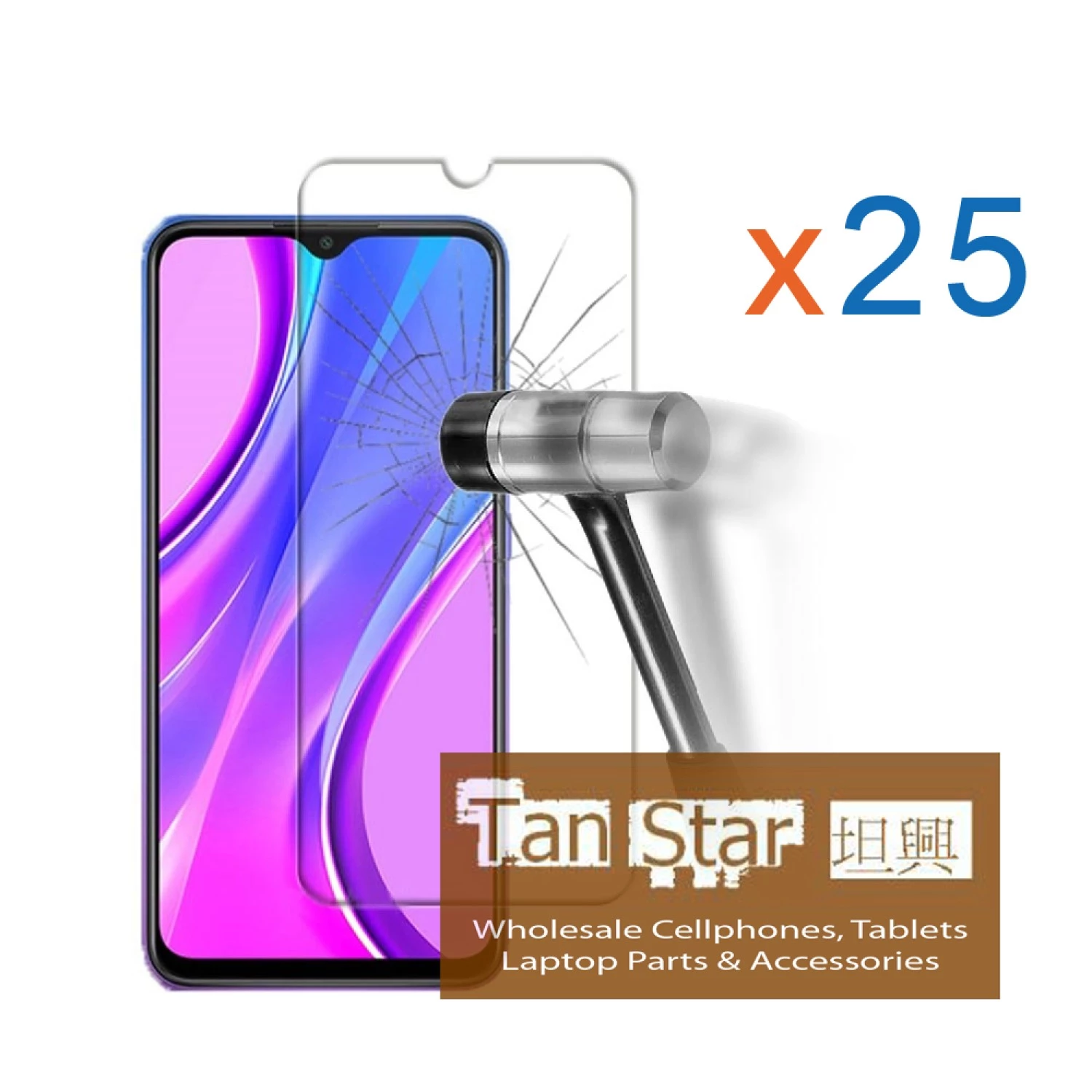 XiaoMi RedMi 9 / Samsung A70 Bulk (25Pcs) Tempered Glass Screen Protector