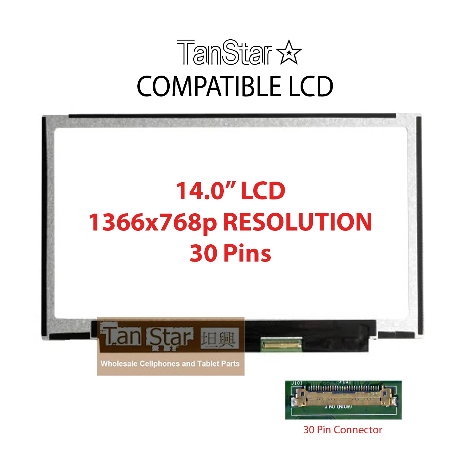 14.0" Laptop LCD Screen 1366x768p 30 Pins [TSTPC14.0-09]