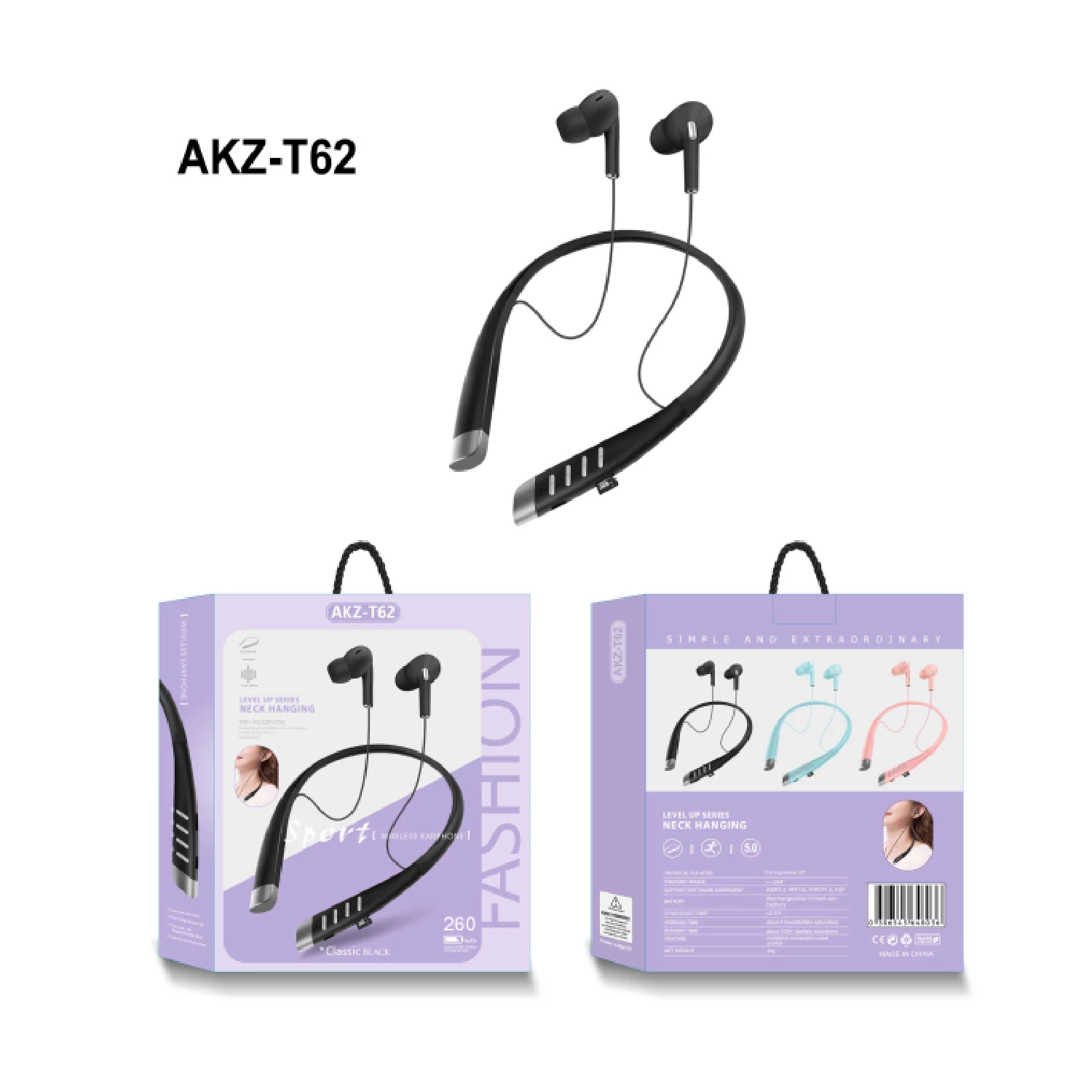 AKZ-T62 Bluetooth Wireless Sports Stereo Earphone
