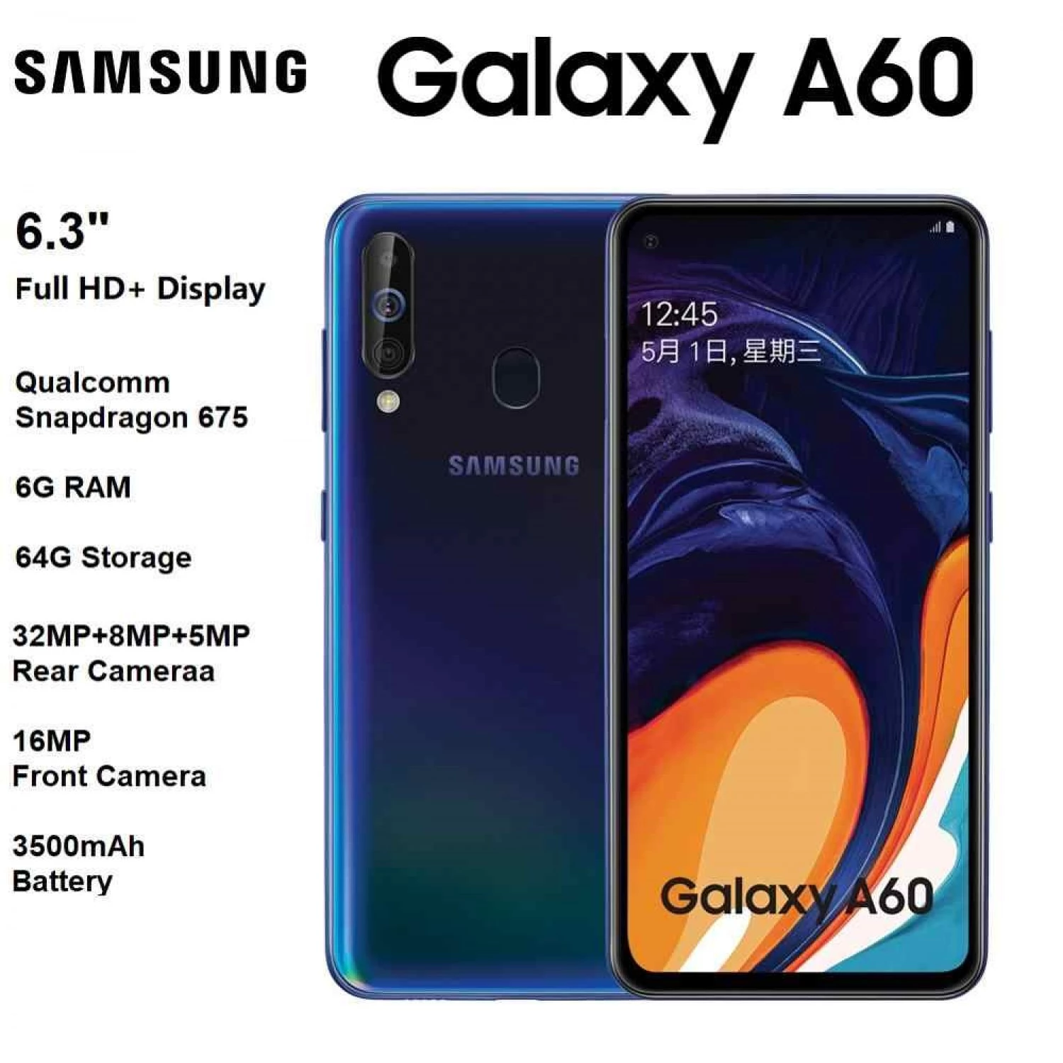 LCD Digitizer Assembly for Samsung Galaxy A60 2019 A606 A606F