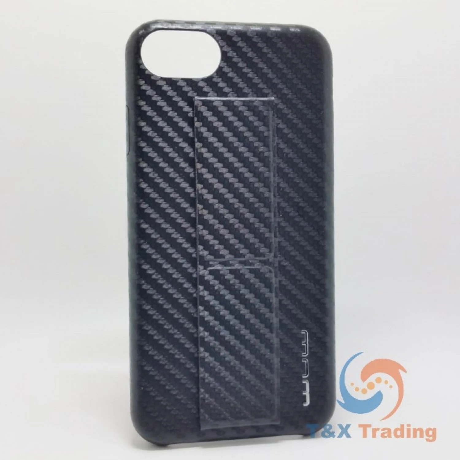 Apple iPhone 6 / 6S / 7 / 8 / SE 2020 / SE 2022 - WUW Black Carbon Fiber Case with Long Kickstand