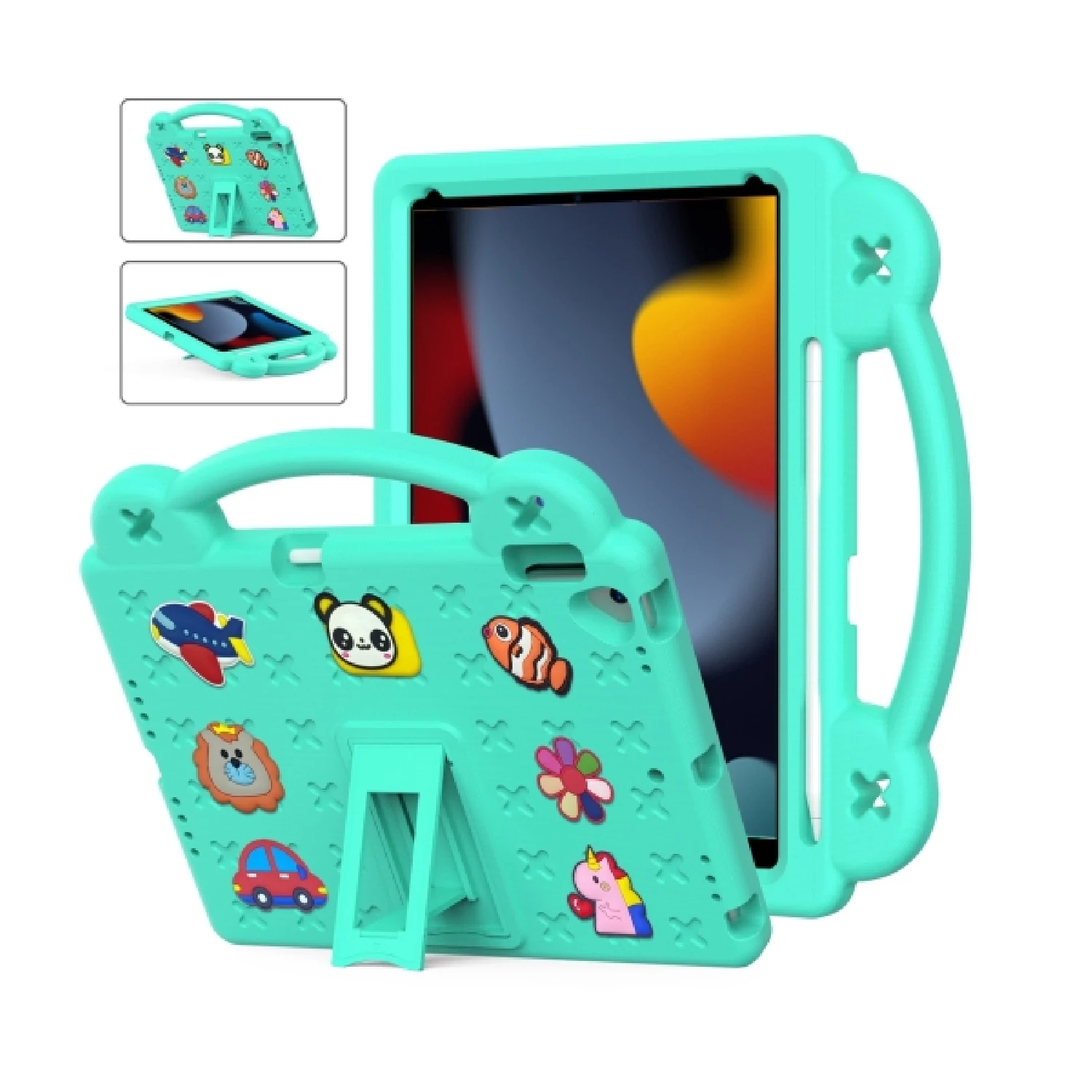 Apple iPad 7 / 8 / 9 10.2" / iPad Pro 10.5" / iPad Air 3 10.5" - Kids Heavy Duty Shockproof Case with Removable Dolls and Kickstand