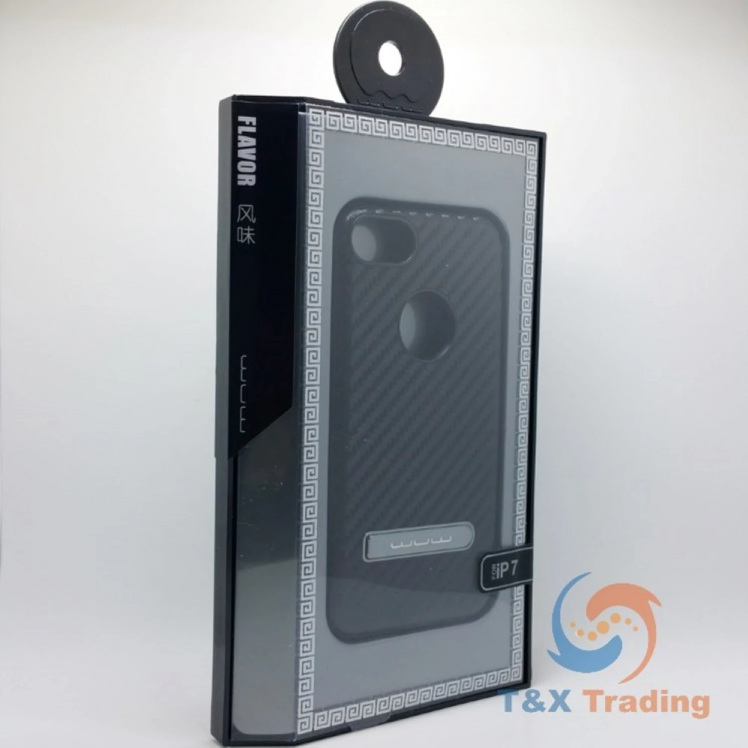 Apple iPhone 7 / 8 - WUW Black Carbon Fiber Case with Kickstand