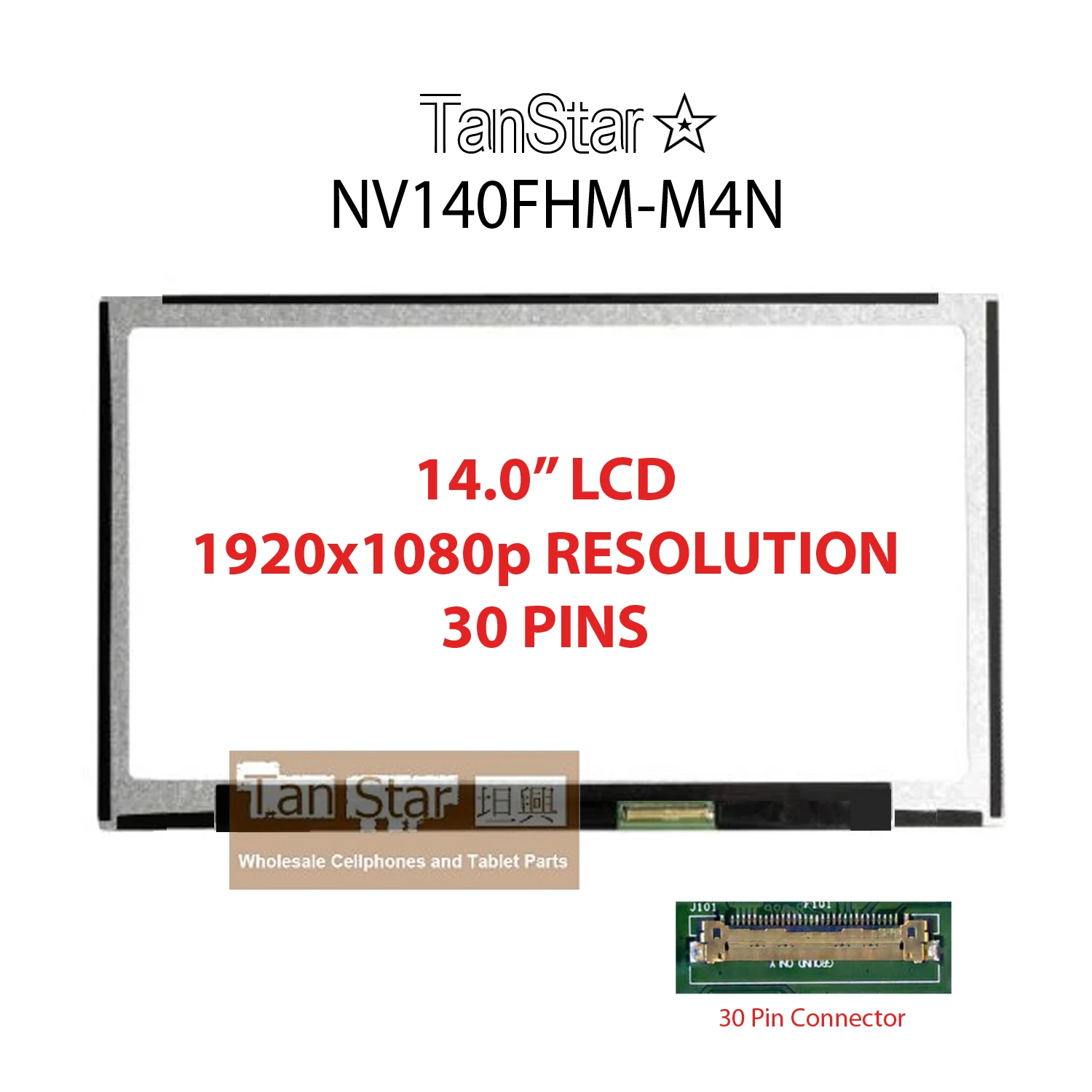 14.0" Laptop LCD Screen 1920x1080p 30 Pins NV140FHM-M4N