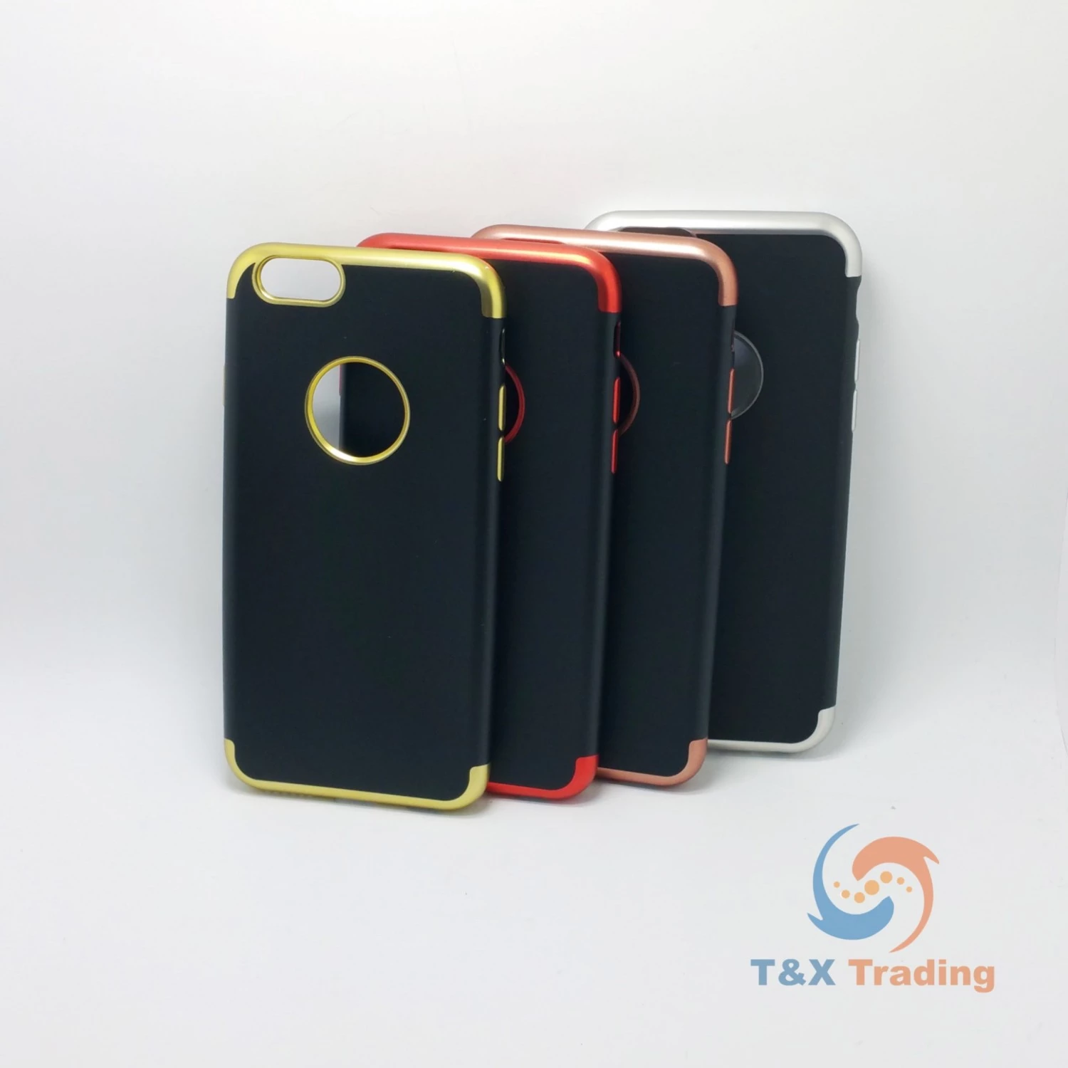 Apple iPhone 6 / 6S - Black Silicone Phone Case with Chrome Edge