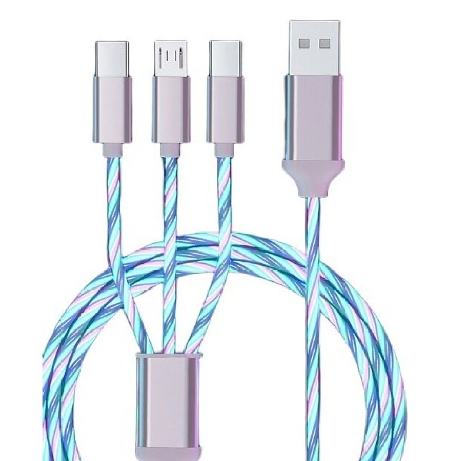 3 in 1 light RGB LED lights glowing mobile charger USB