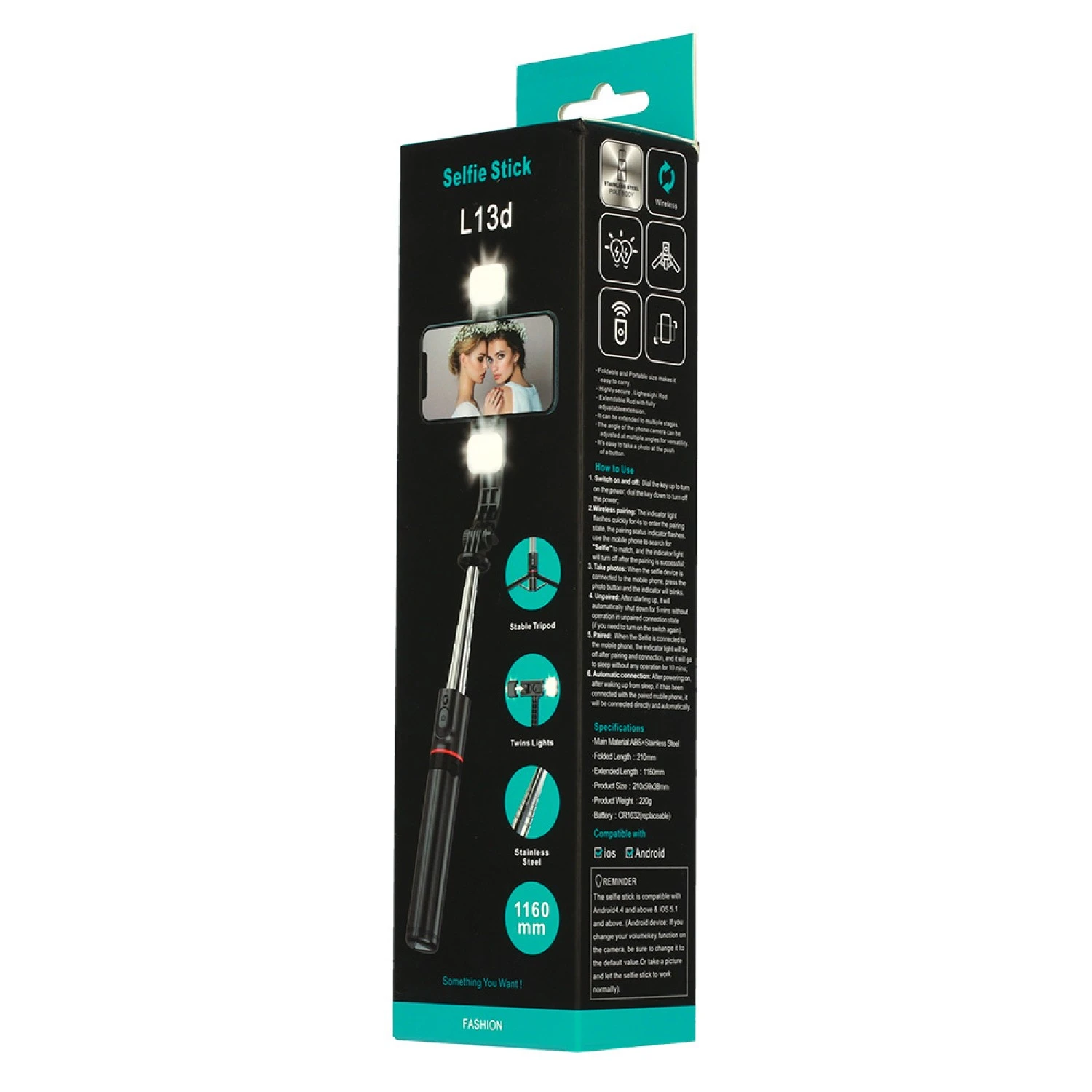 Bluetooth Selfie Stick with Light L13d