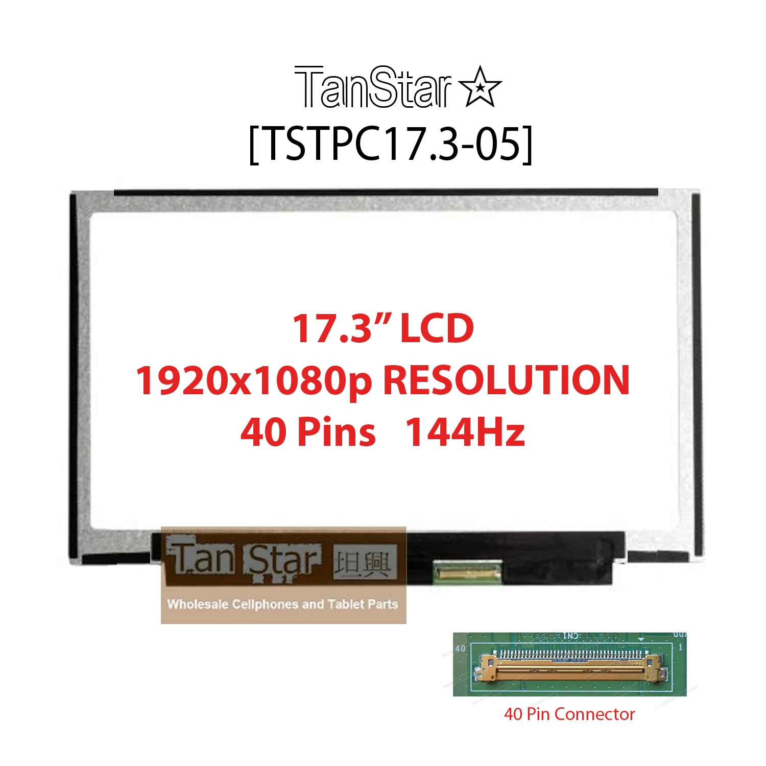 17.3" Laptop LCD Screen 1920x1080p 144Hz 40 pins [TSTPC17.3-05]