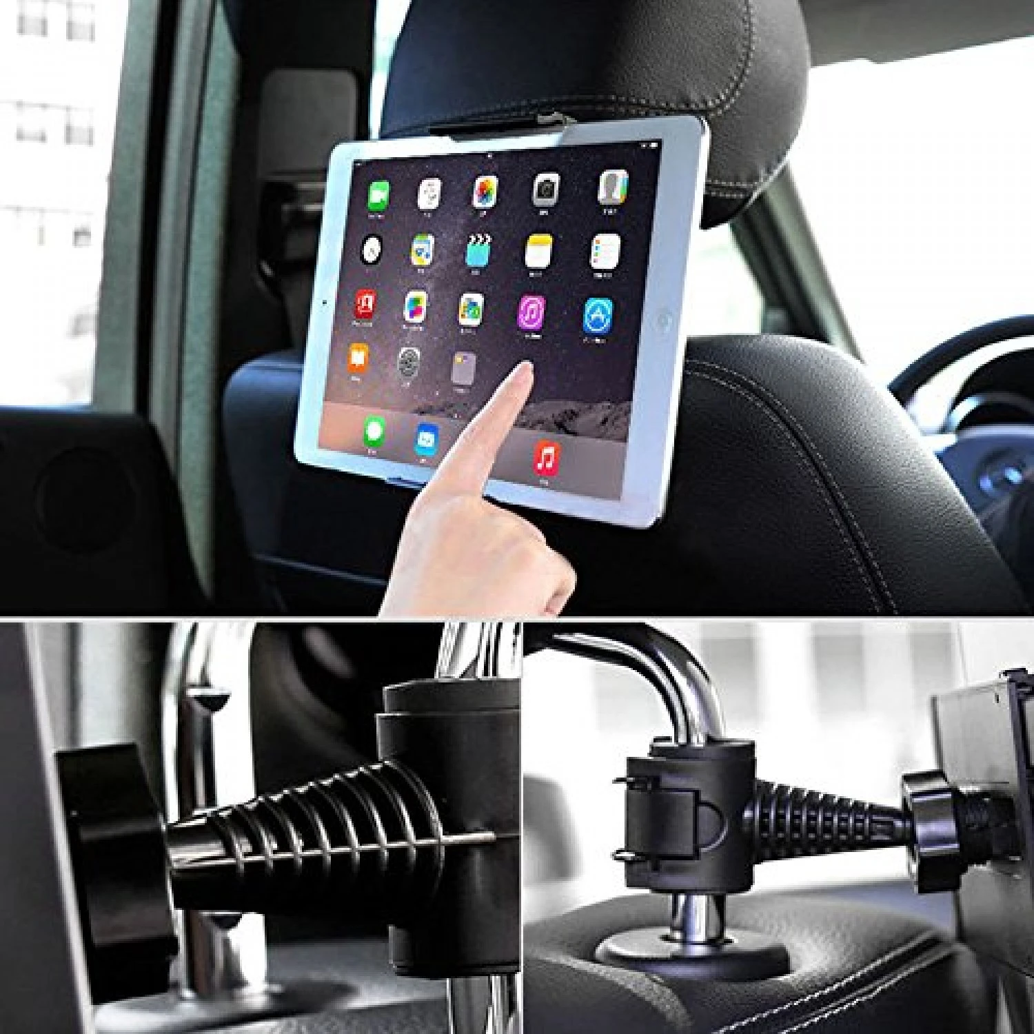 Universal Heavy Duty Car Tablet Headrest 360° Degree Rotating Mount and Holder